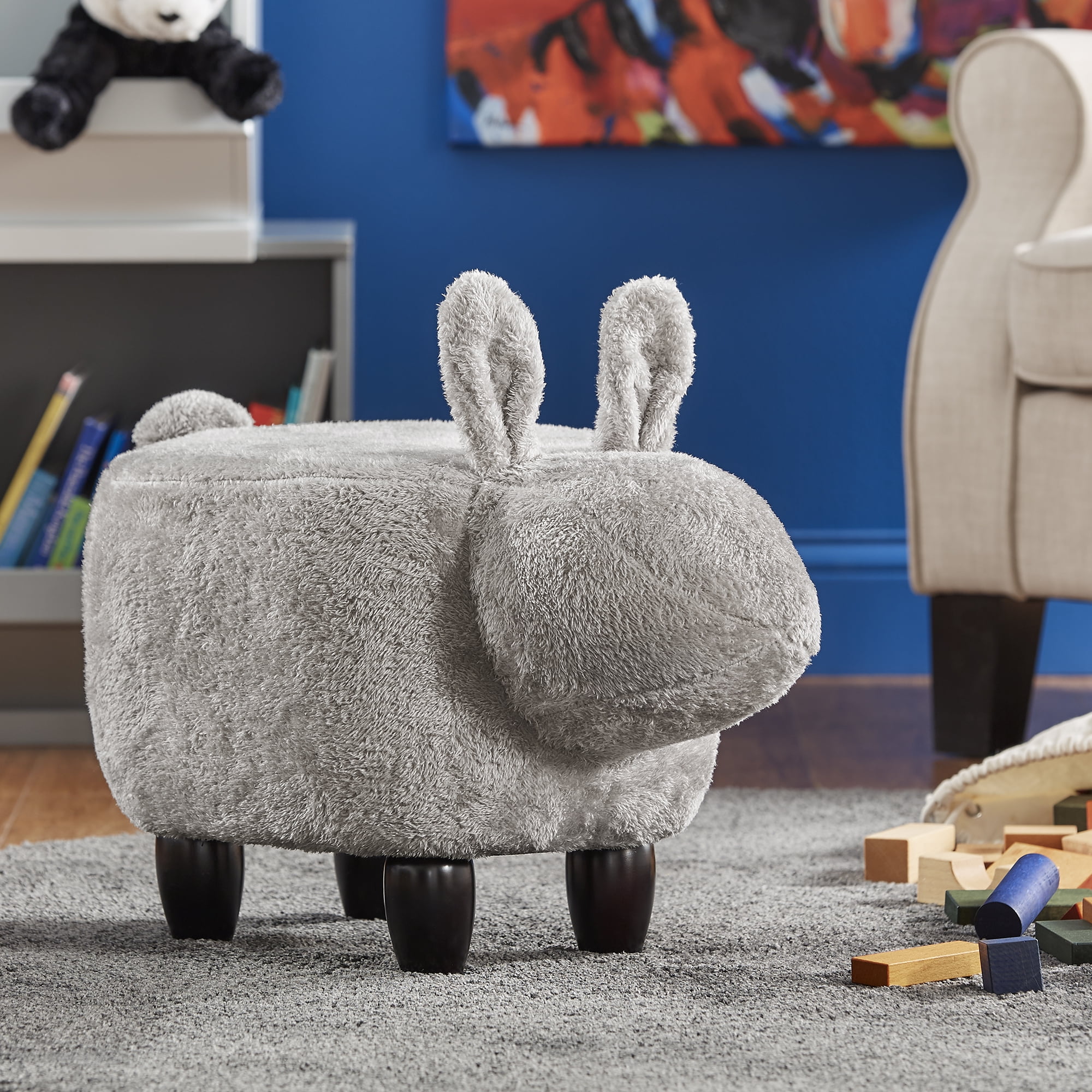Weston Home Nieuwe Rabbit Kids Ottoman Grey Rabbit
