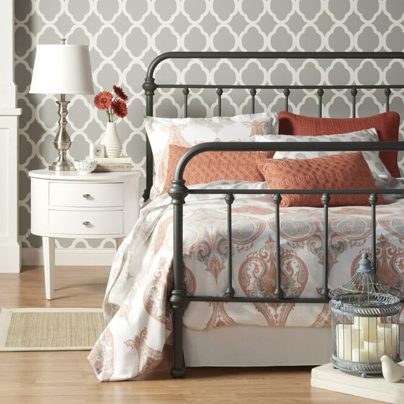 Weston Home Nottingham Metal King Bed, Frost Grey