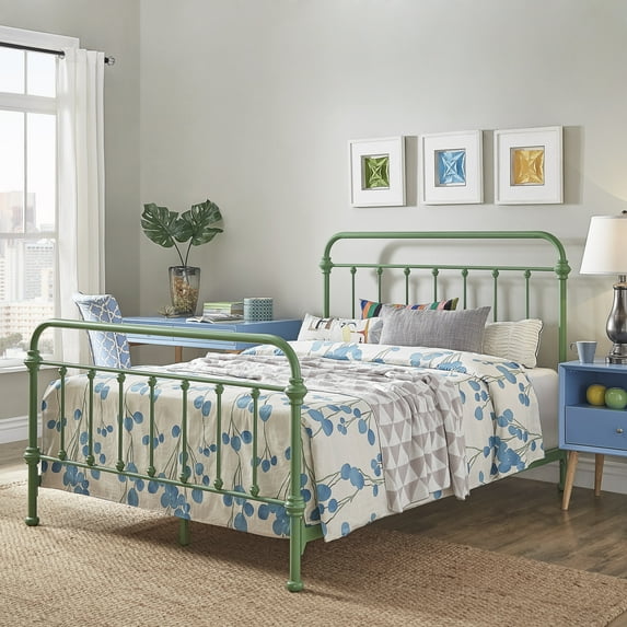 Weston Home Nottingham Metal King Bed, Meadow Green