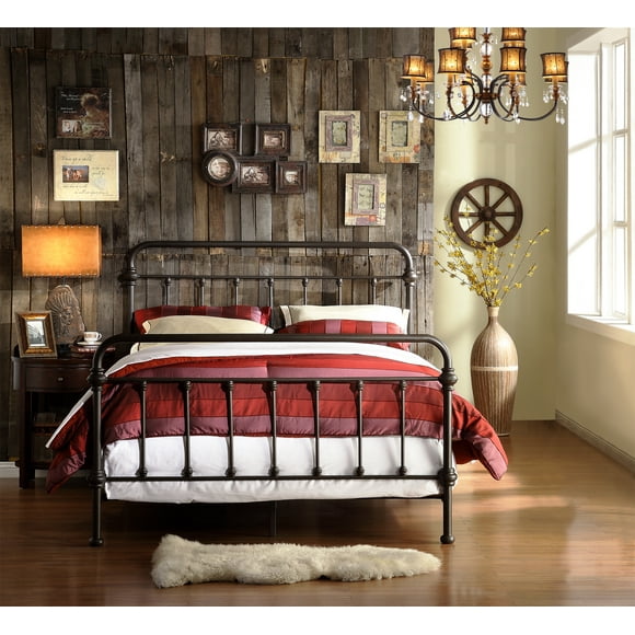 Weston Home Nottingham Metal Queen Bed, Antique Dark Bronze