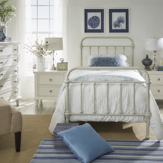 Weston Home Nottingham Metal Twin Bed, Silver Birch