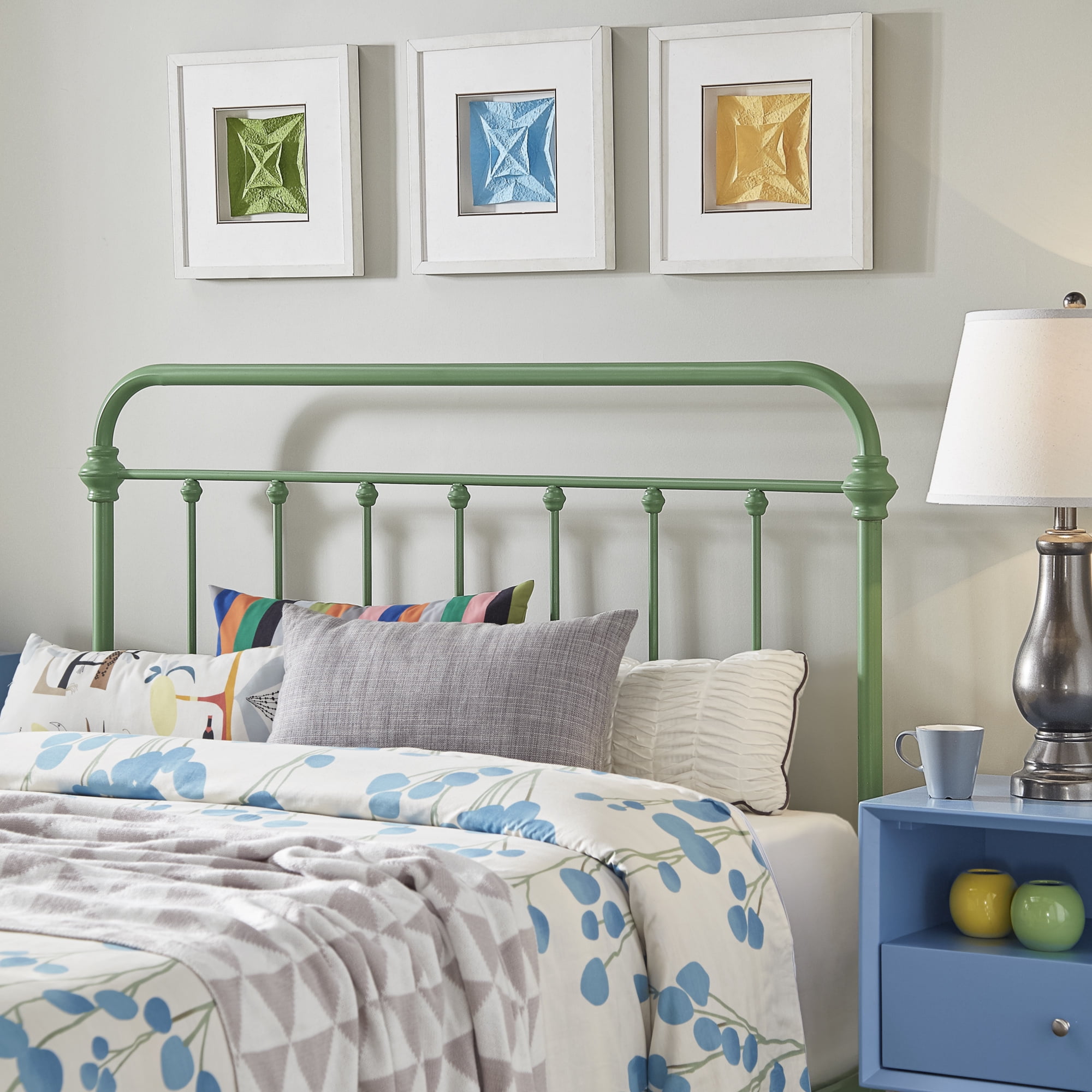 Weston Home Nottingham Spindle Metal King Headboard, Meadow Green