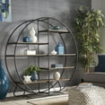 thumbnail image 1 of Weston Home Octavius Matte Black Finish Metal Round Bookcase, 1 of 10