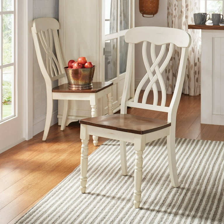 Weston Home Ohana Dining Chair Set of 2 Antique White and Cherry