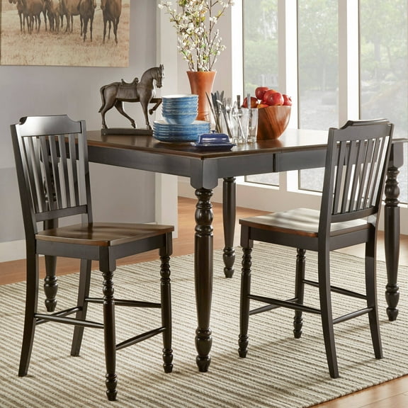 Weston Home Ohana Two Tone Wood Counter Height Chair Set, Antique Black and Cherry