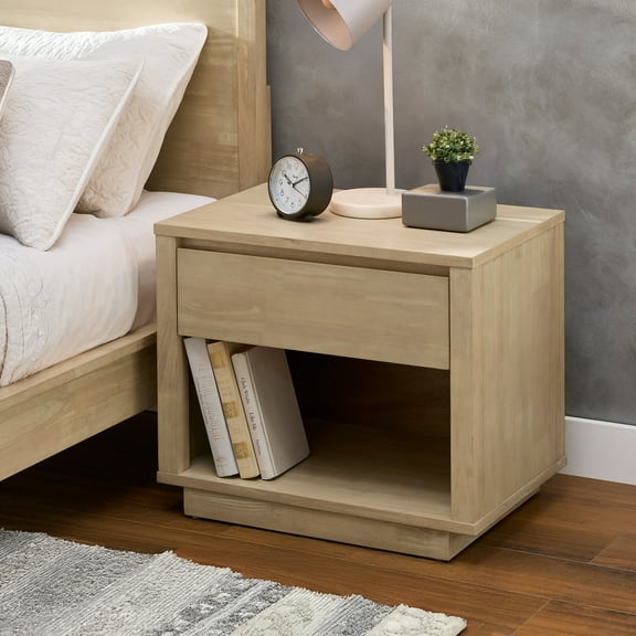 Weston Home Potrero Modern Nightstand with 1-Drawer, Natural Finish