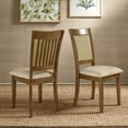 thumbnail image 1 of Weston Home Pulukan Cane Slat Back Dining Chair (Set of 2), Oak Finish, Beige Linen, 1 of 10