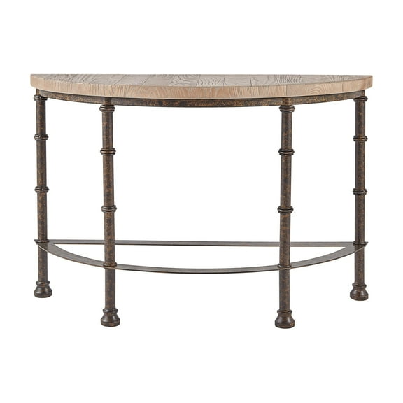 Weston Home Raine Half Circle Industrial Console Table, Antique finish