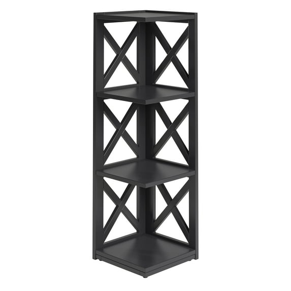Weston Home Rebecca Wood 3-Shelf Corner Bookcase, Black