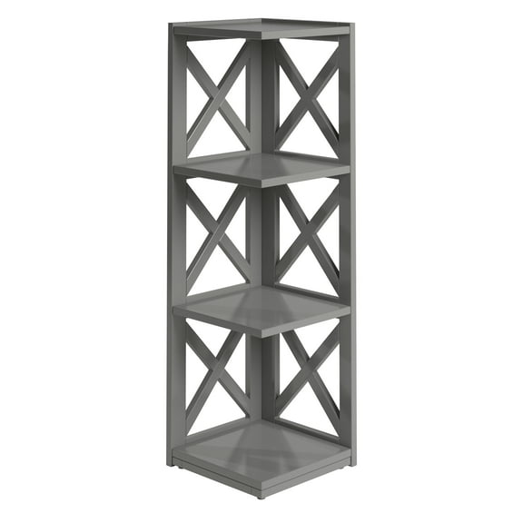 Weston Home Rebecca Wood 3-Shelf Corner Bookcase, Gray