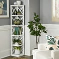 thumbnail image 1 of Weston Home Rebecca Wood 5-Shelf Corner Bookcase, White, 1 of 5