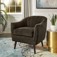 thumbnail image 1 of Weston Home Rhyl Mid-Century Modern Channel-Tufted Accent Chair, Dark Chocolate, 1 of 8