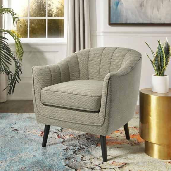 Weston Home Rhyl Mid-Century Modern Channel-Tufted Accent Chair, Grey
