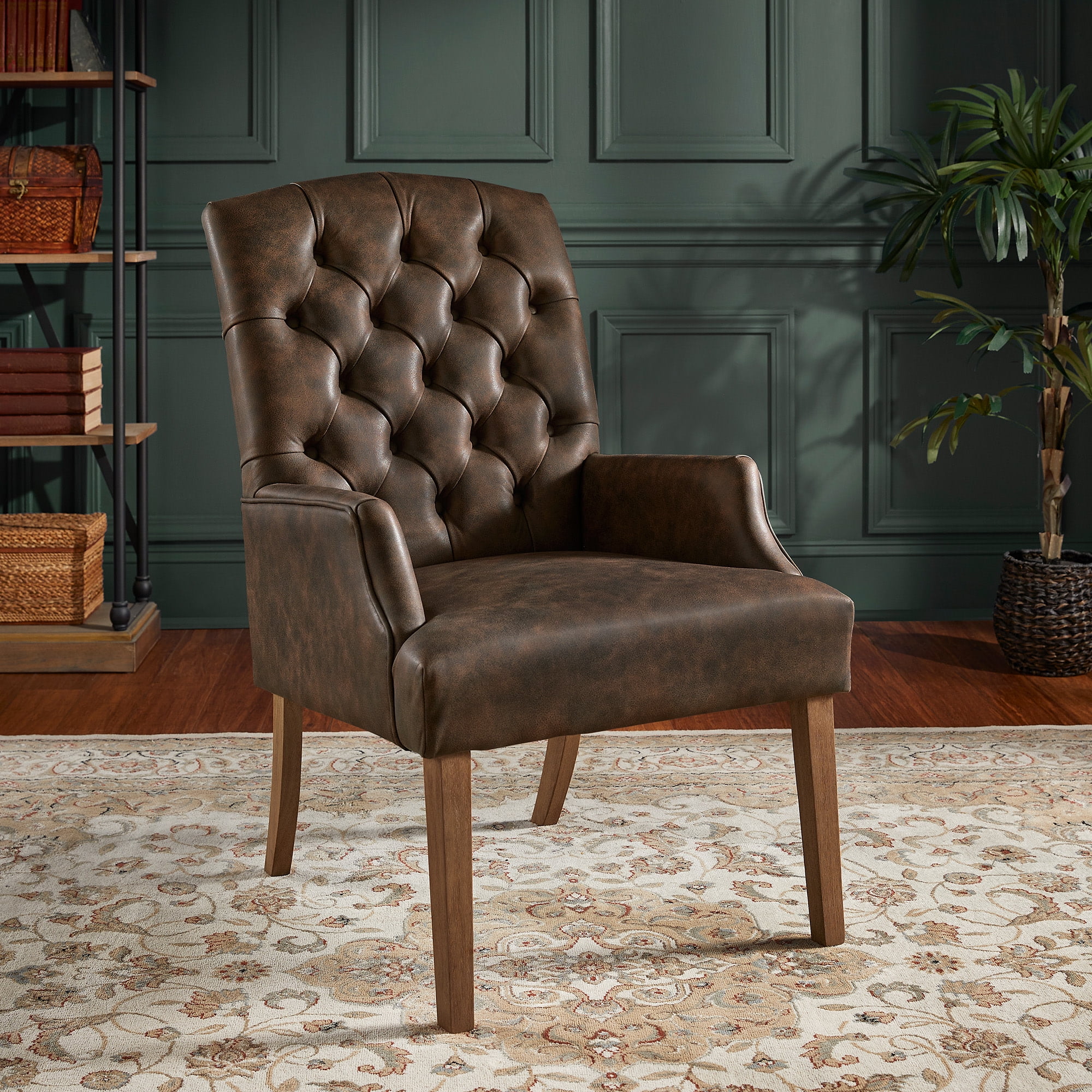 Weston Home Ridgemere Distressed Natural Finish Tufted Dining Chair ...