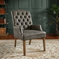 thumbnail image 1 of Weston Home Ridgemere Light Distressed Natural Finish Polished Microfiber Tufted Dining Chair, Gray Polished Microfiber, 1 of 8