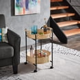 thumbnail image 1 of Weston Home Rovinj 18" H 2-Tier Rattan Baskets Serving Cart with Black Metal Frame on Wheels, 1 of 6