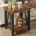 Weston Home Rustic Metal Base End Table with Natural Edge Table Top and
