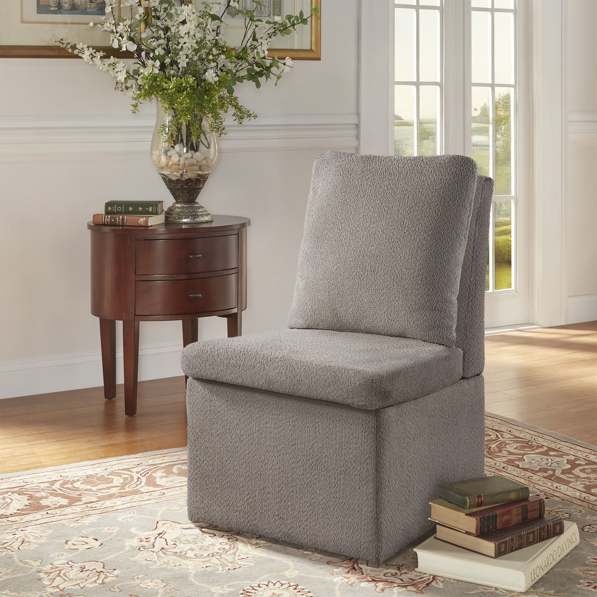 Weston Home Sanctuary Boucle Parson Dining Chair with Casters, Gray