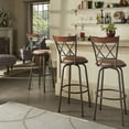 thumbnail image 1 of Weston Home Shapel Double X-Back with Brown Wood Trim Adjustable Swivel Bar Stools, Sheen Black (Set of 3), 1 of 9