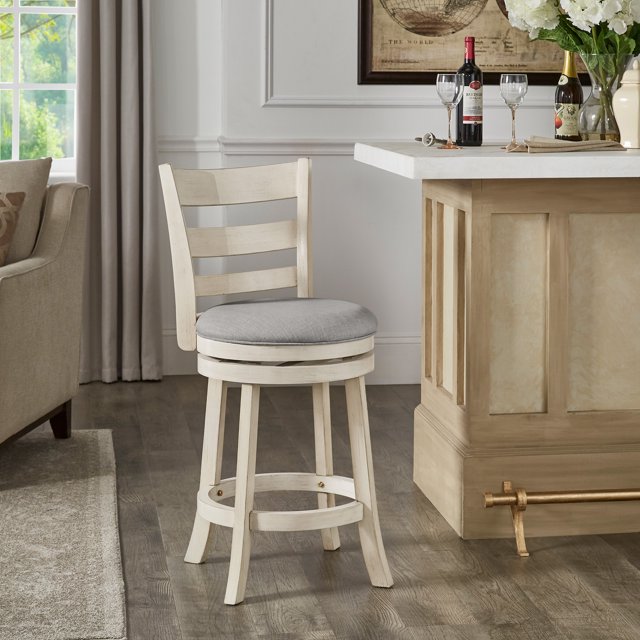 Weston Home Shapel Ladder Back 24"H Swivel Counter Height Stool