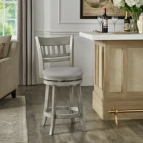 Weston Home Shapel Lattice Back 24"H Swivel Counter Height Stool, Antique Grey Finish, Grey Linen