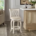 thumbnail image 1 of Weston Home Shapel Scroll Back Swivel Stool, 24" Counter Height, Antique White Finish, Beige Linen, 1 of 5