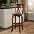 thumbnail image 1 of Weston Home Shapel Swivel Cherry Finish Bar Stool, Grey Linen, 1 of 6