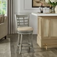 thumbnail image 1 of Weston Home Shapel Window Back 24"H Swivel Counter Height Stool, Antique Grey Finish, Beige Linen, 1 of 6
