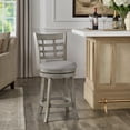 thumbnail image 1 of Weston Home Shapel Window Back 24"H Swivel Counter Height Stool, Antique Grey Finish, Grey Linen, 1 of 6