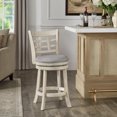 thumbnail image 1 of Weston Home Shapel Window Back 24"H Swivel Counter Height Stool, Antique White Finish, Grey Linen, 1 of 7