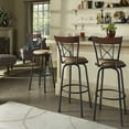 thumbnail image 1 of Weston Home Shapel Curve X-Back with Brown Wood Trim Adjustable Swivel Bar Stools, Sheen Black (Set of 3), 1 of 9