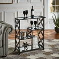 thumbnail image 1 of Weston Home Shasta Black Finish Mirrored Bar Cart with Shelf, 1 of 8