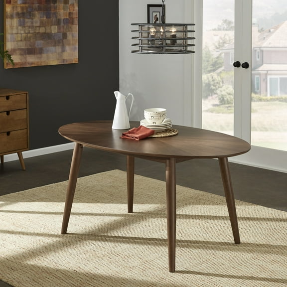 Weston Home Shaynah Mid-Century Walnut Oval Dining Table