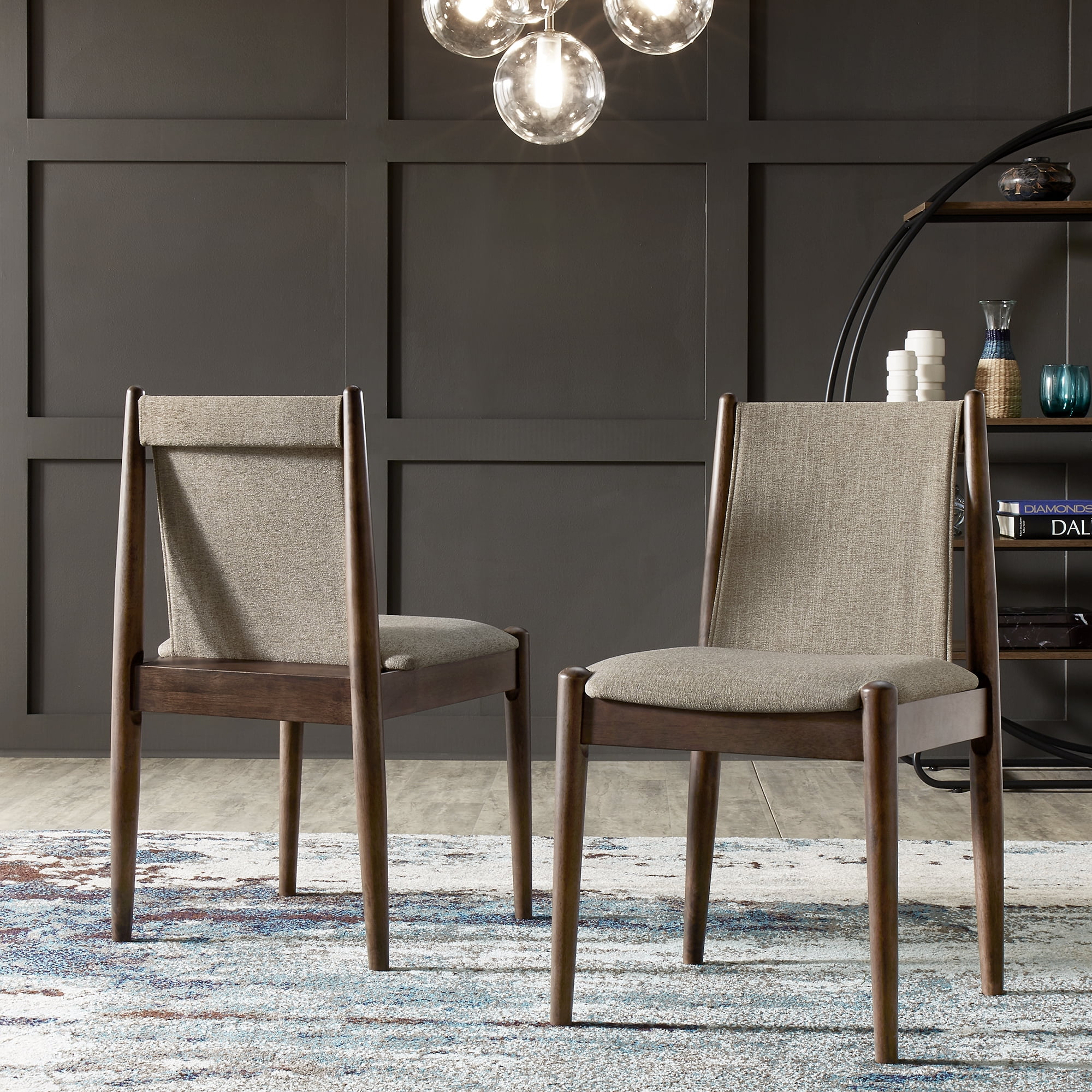 Weston Home Shaynah Walnut Finish Wood Cocoa Upholstered