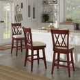 thumbnail image 1 of Weston Home Sheena Double X Back 24-inch Counter Height Wood Swivel Stool, Antique Berry Red, 1 of 6