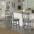 thumbnail image 1 of Weston Home Sheena Double X Back 24-inch Counter Height Wood Swivel Stool, Antique Grey, 1 of 6