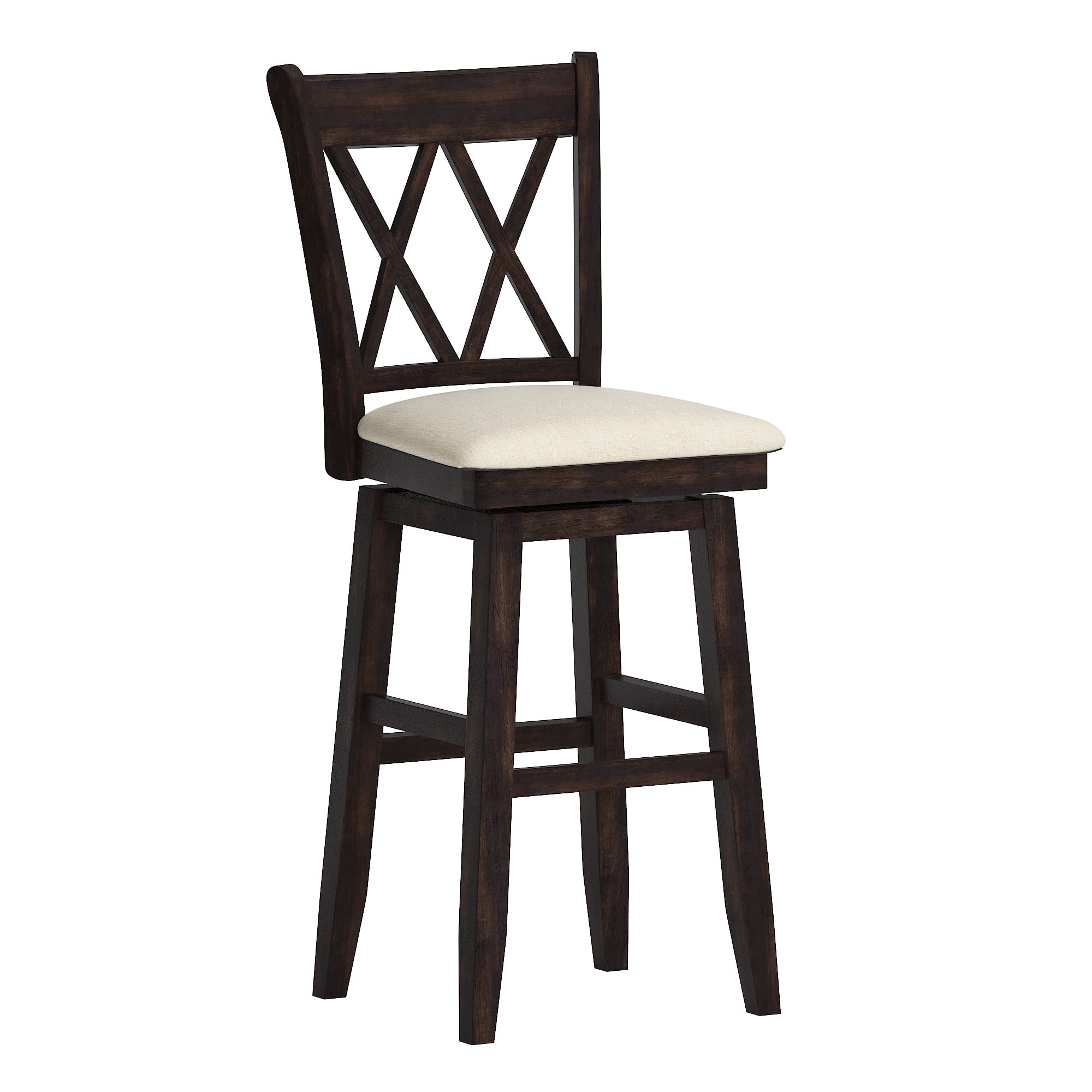 Weston Home Sheena Double X Back Bar Height Wood Swivel Stool, Antique Black