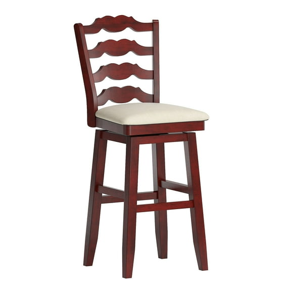 Weston Home Sheena French Ladder Back Bar Height Swivel Stool, Antique Berry