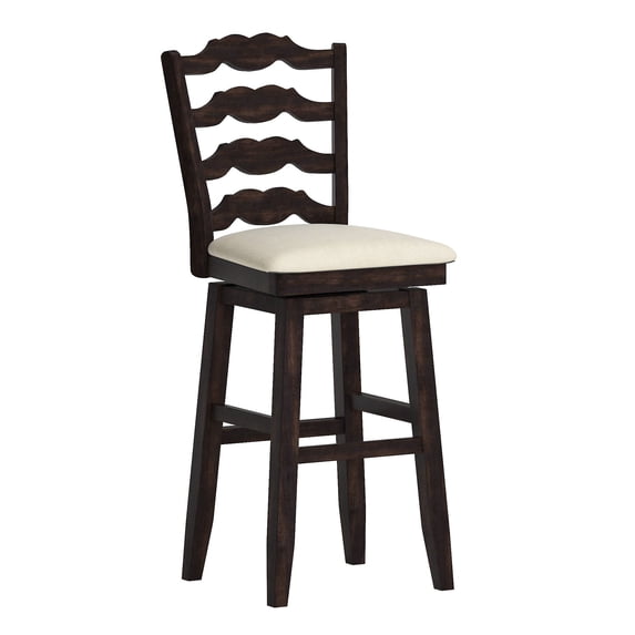 Weston Home Sheena French Ladder Back Swivel Bar Stool, Antique Black