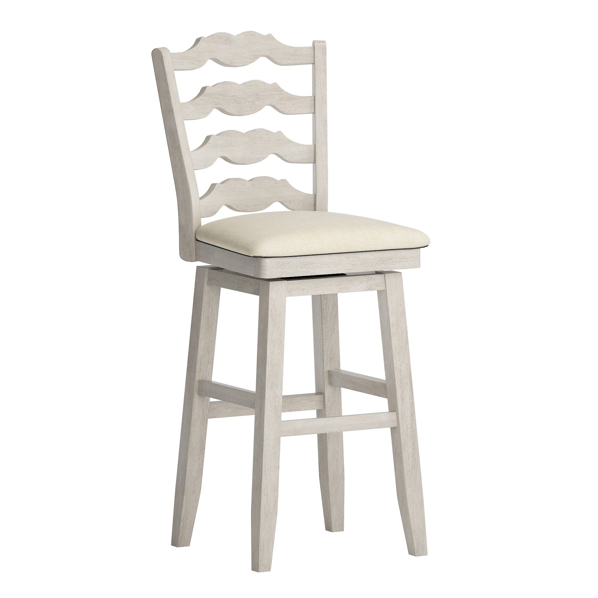 Weston Home Sheena French Ladder Back Bar Height Swivel Stool, Antique White