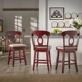 thumbnail image 1 of Weston Home Sheena Napoleon Back 24-inch Counter Height Wood Swivel Stool, Antique Berry Red, 1 of 7