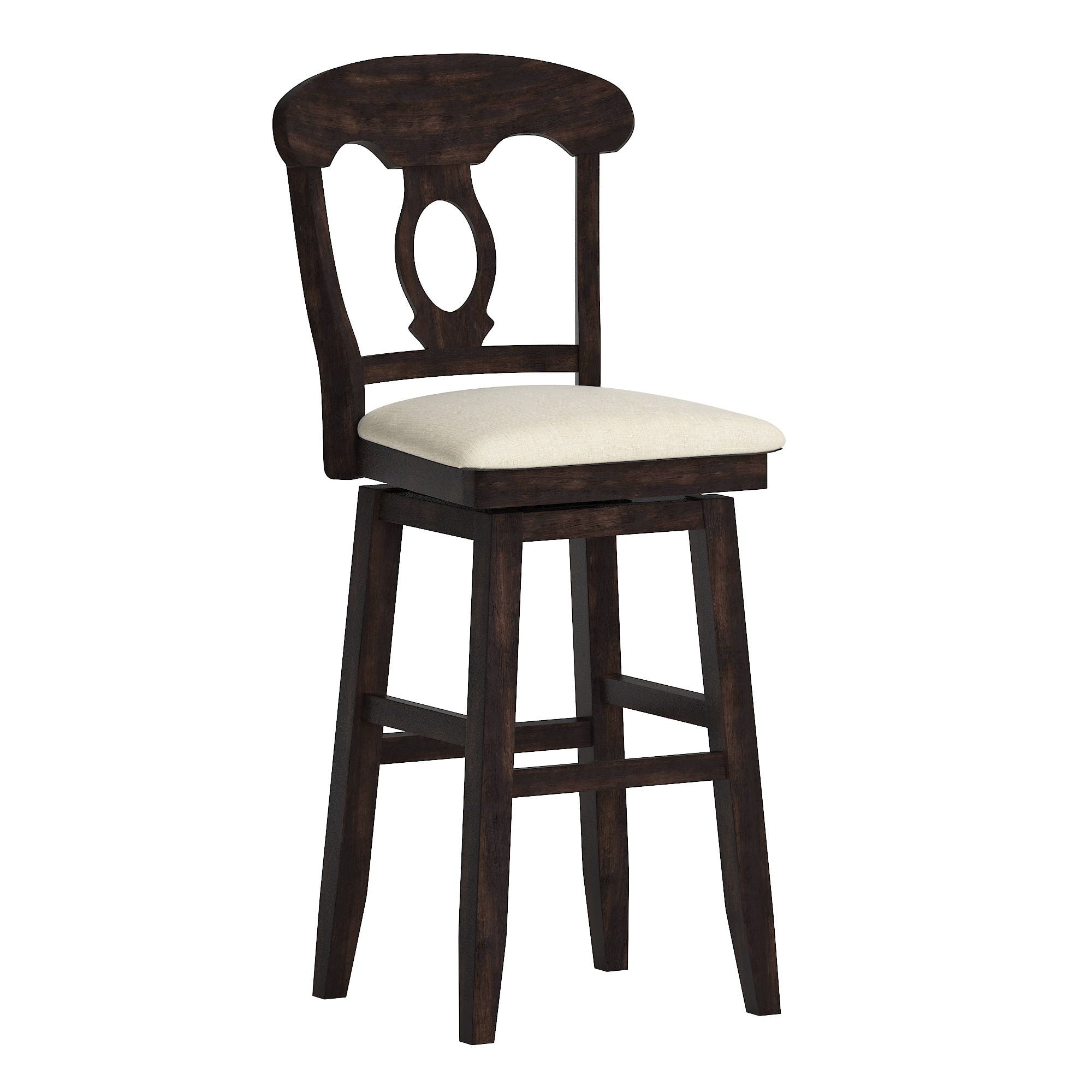 Weston Home Sheena Napoleon Back Bar Height Wood Swivel Stool, Antique Black