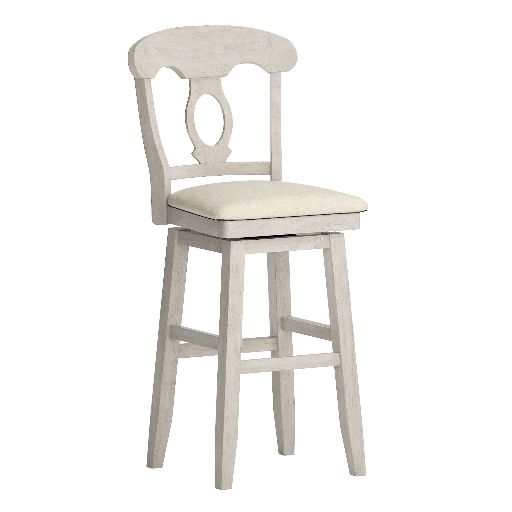 Weston Home Sheena Napoleon Back Bar Height Wood Swivel Stool Antique White