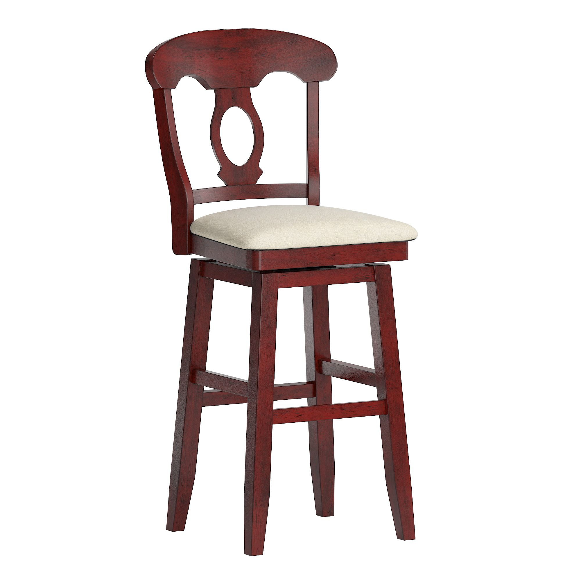 Weston Home Sheena Napoleon Back Wood Swivel Bar Stool, Antique Berry