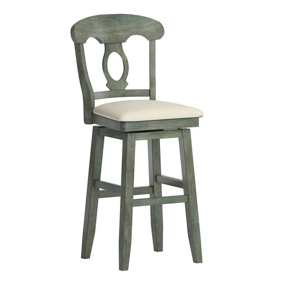 Weston Home Sheena Napoleon Back Wood Swivel Bar Stool, Antique Sage