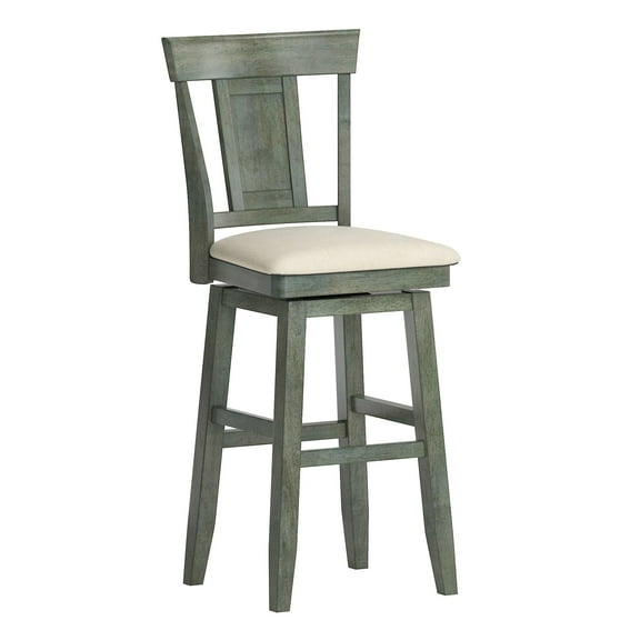 Weston Home Sheena Panel Back Bar Height Wood Swivel Stool, Antique Sage