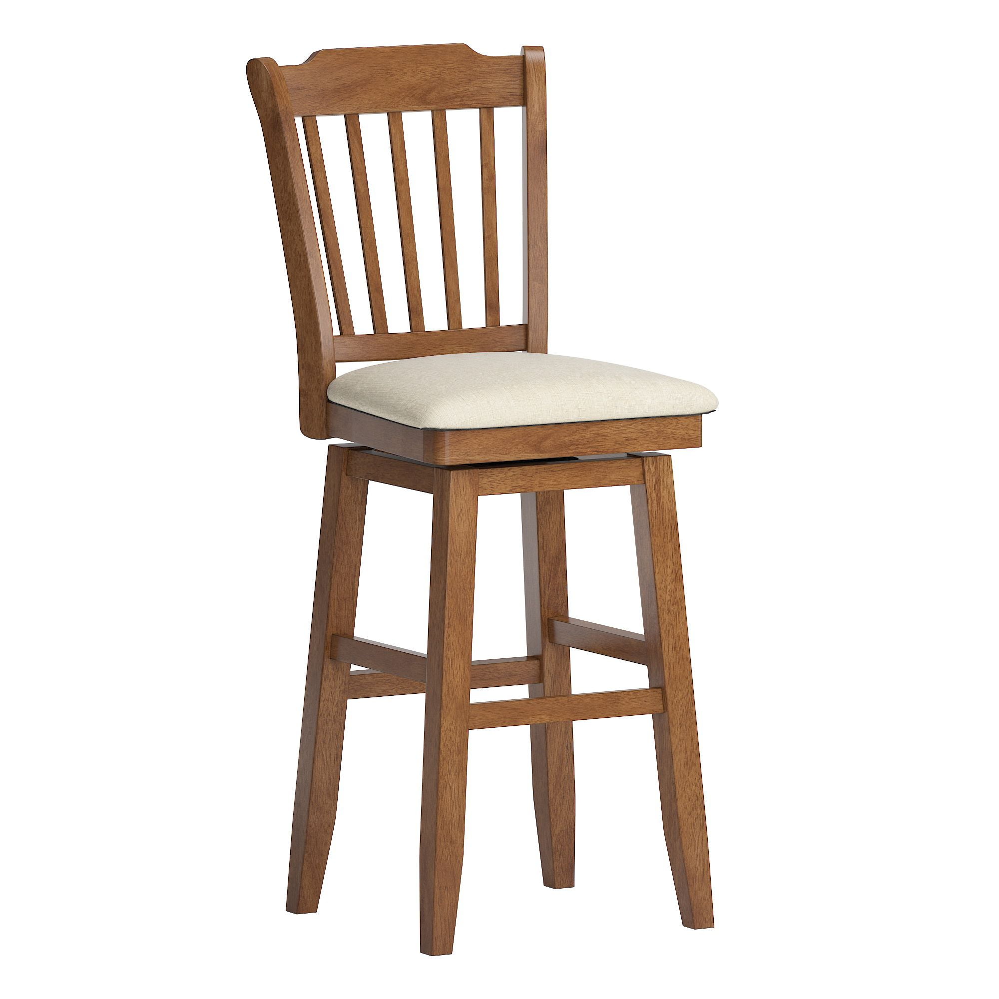 Weston Home Sheena Slat Back Bar Height Wood Swivel Stool Antique