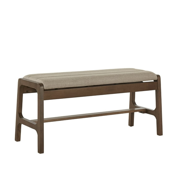 Weston Home Skovde Modern Walnut Finish Bench, Beige Fabric
