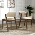 thumbnail image 1 of Weston Home Skovde Modern Walnut Finish Dining Chair, Set of 2, Beige Fabric, 1 of 9