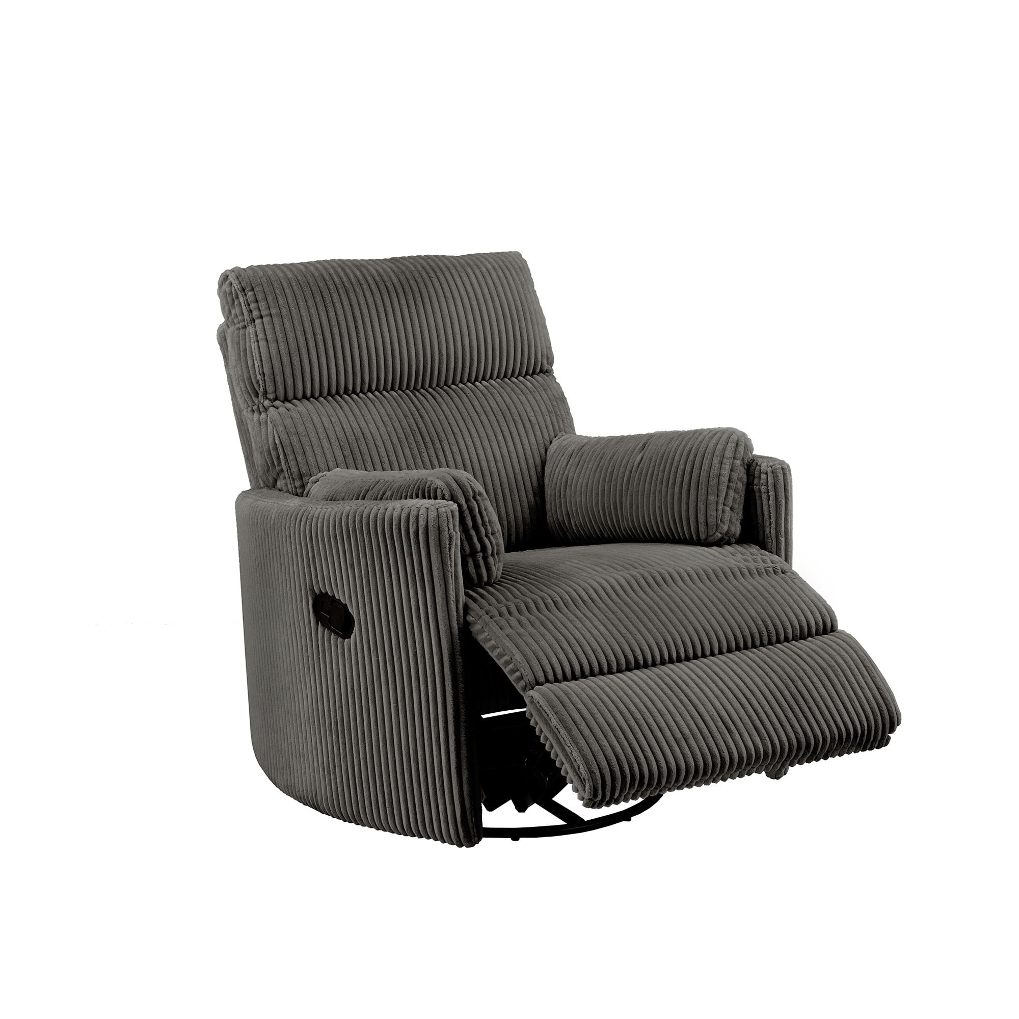 Weston Home Sloan Plush Corduroy Fabric Manual Swivel Glider Recliner, Dark Gray